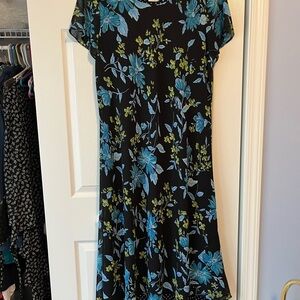 Floral Black and Blue Dress